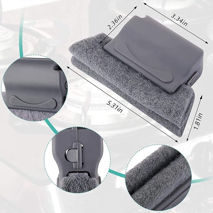 Magic Window Track Cleaner Tool Set - 3 Groove Gap Cleaning Brush + 2 Window Slot Clean Brush with Dustpan + 3 Replacement Cloth