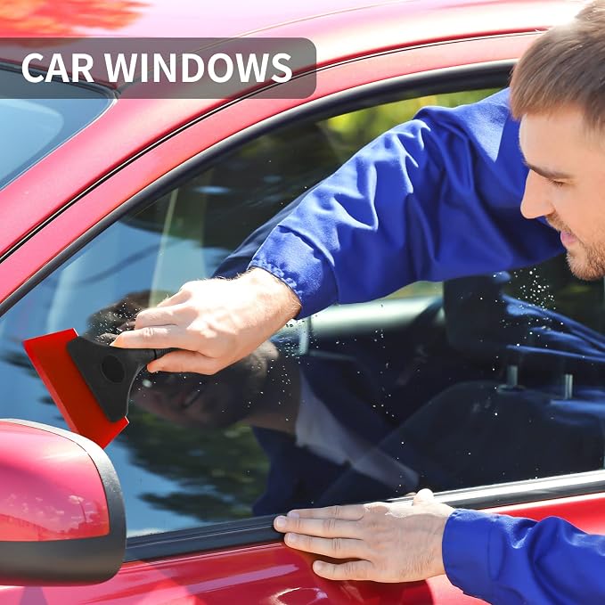 3 Pack Tint Squeegee, Small Squeegee for Car Windows, 5", 3 Colors | Multifunctional Small Window Squeegee, Rubber Water Blade for Car Windshield Window, Mirror, Glass Cleaning, No-Slip Handle