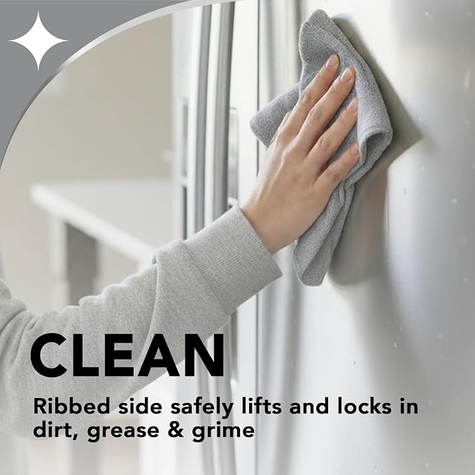 Weiman Microfiber Cloth for Stainless Steel, Safely Traps and Removes Dirt, Oil and Grime to Protect from Scratches 13.8" x 13.8" (Pack of 2)