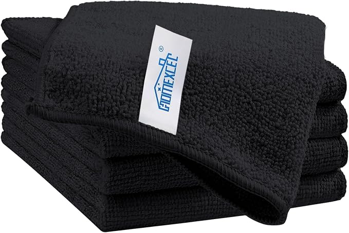 HOMEXCEL Black Cleaning Rags 5 Pack, Highly Absorbent Microfiber Cleaning Cloth for Kitchen, Lint Free, Scratch-Free, Reusable Microfiber Towels for House, Window and Glass, Cars, 11.5 X11.5 inch