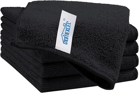 HOMEXCEL Black Cleaning Rags 5 Pack, Highly Absorbent Microfiber Cleaning Cloth for Kitchen, Lint Free, Scratch-Free, Reusable Microfiber Towels for House, Window and Glass, Cars, 11.5 X11.5 inch