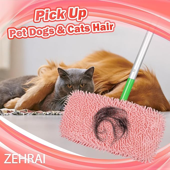 6Pcs Reusable Microfiber Mop Pads Compatible with Swiffer Sweeper, Wet and Dry Flat mop Cover, Replacement Sweeping Mopping pad Refills for Surface/Hardwood Floor Cleaning