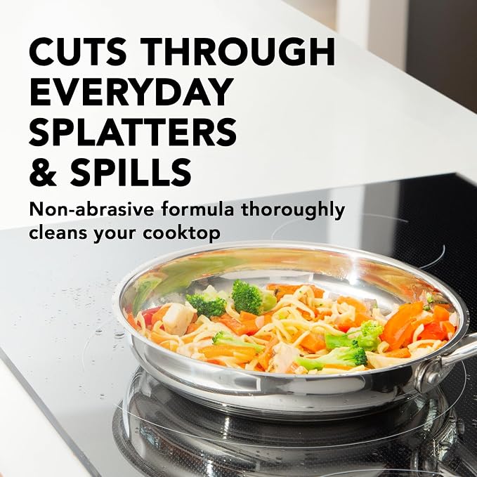 Weiman Daily Cooktop Cleaner with Microfiber Cloth Included for Glass Ceramic and Induction Cook Tops, 22oz (Pack of 2)