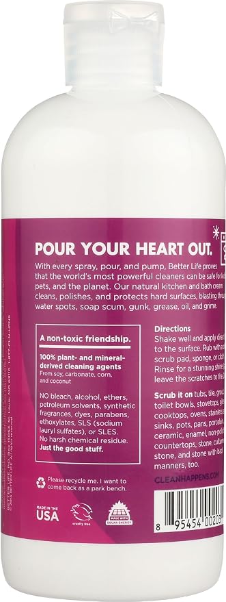 Better Life Sink Cleaner, Stainless Steel Sink Cleaner, Kitchen and Bath Scrubber, Tub and Tile scrubber, 16 Ounce, Pack of 1