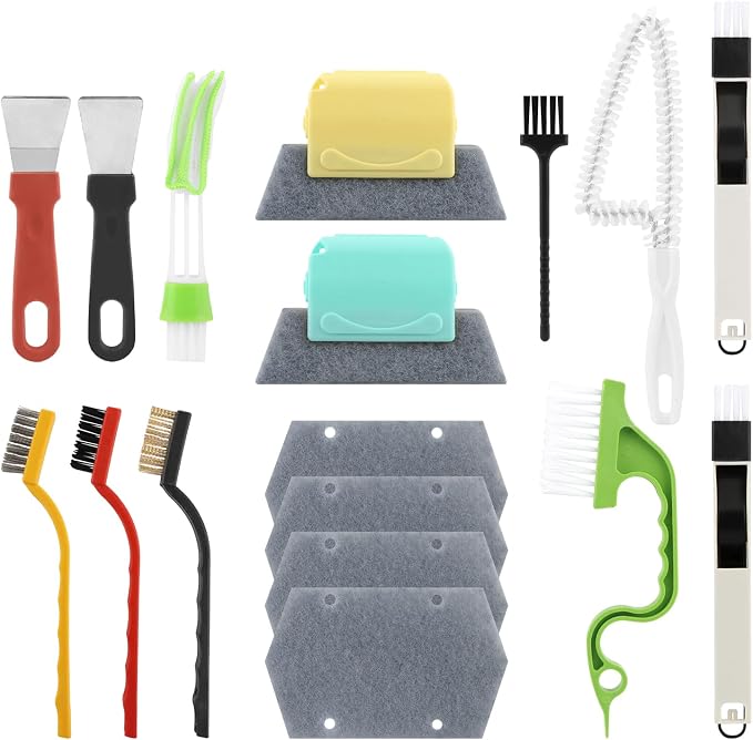 Window Sill Cleaner Tool, 13 Pcs Window Track Cleaning Tools Set, Deep Clean Groove Gap Cleaning Brush Kit for Window Tracks, Sliding Doors, Tile Lines, Car Vents, Keyboards