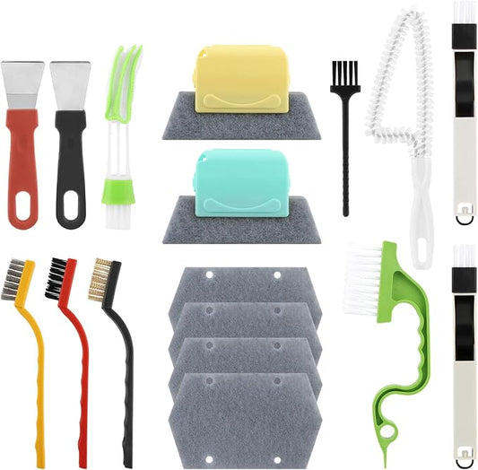 Window Sill Cleaner Tool, 13 Pcs Window Track Cleaning Tools Set, Deep Clean Groove Gap Cleaning Brush Kit for Window Tracks, Sliding Doors, Tile Lines, Car Vents, Keyboards