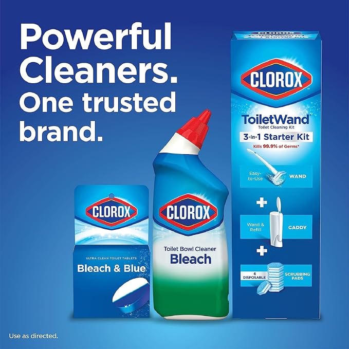 Clorox ToiletWand Disposable Toilet Cleaner Refills, Rainforest Rush Scent, 30 Count, Kills 99.9% of Germs, Touch-Free Toilet Cleaning