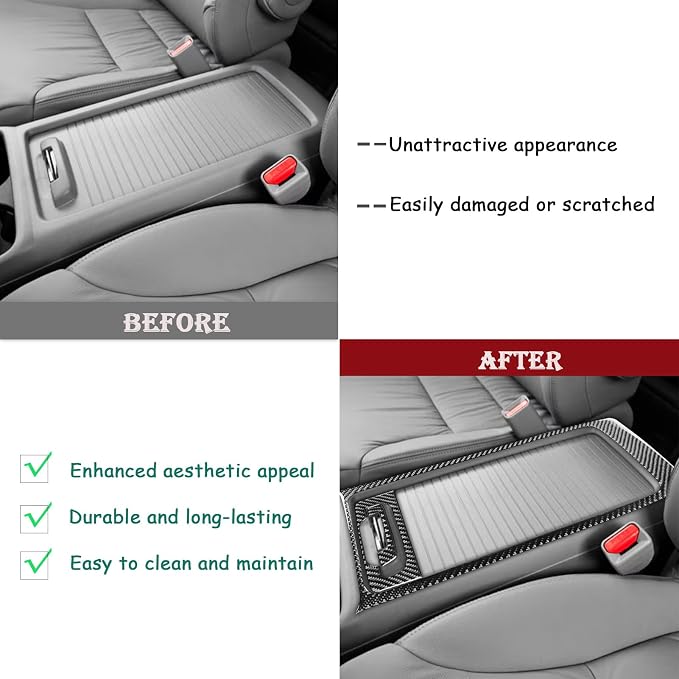 Real Carbon Fiber Trim for Honda CRV Accessories | for CR-V 2012 2013 2014 2015 2016 Center Control Armrest Box Panel Frame Sticker Interior Thick Overlay Decal