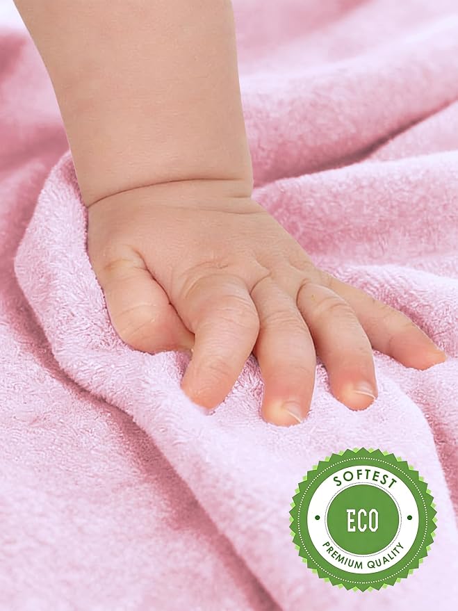 HIPHOP PANDA Baby Washcloths, Rayon Made from Bamboo - 2 Layer Ultra Soft Absorbent Newborn Bath Face Towel - Reusable Baby Wipes for Delicate Skin - Pink, 6 Pack