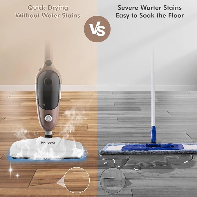 Steam Mop - All-in-one Powerful Handheld Steam Cleaner Detachable Floor Steamer with 11 Accessories, MultiPurpose Steamer for Hardwood Floors, Clothes,Windows,Tiles,Carpet, Whole Home Use(Rose Gold)