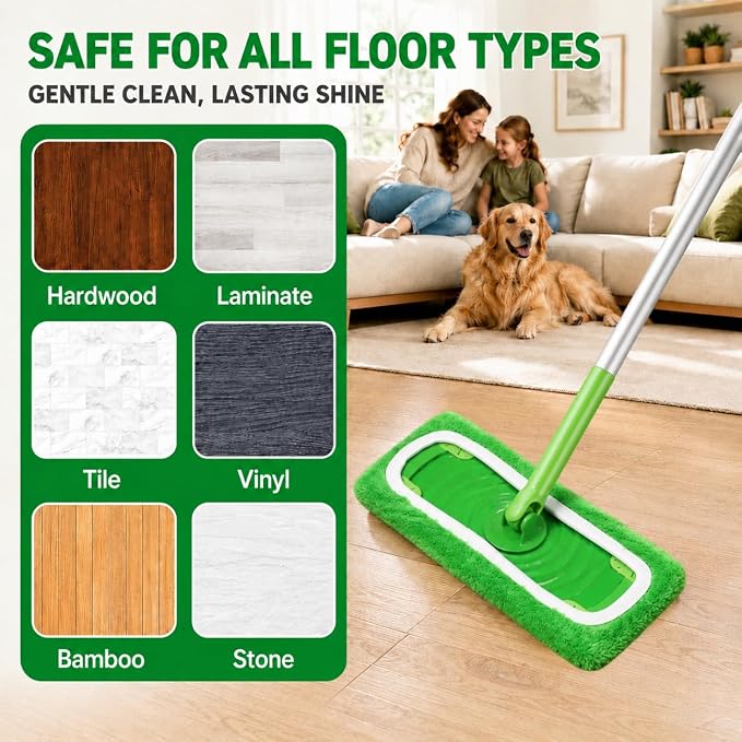 16 Pack Reusable Microfiber Mop Pads Compatible with Swiffer Sweeper, Washable Wet & Dry Mopping Pad Refills for Hardwood, Pet Hair, Laminate, Marble, Multi-Surface Floor Cleaning