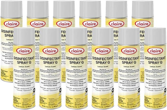 Claire Cl1002-pk Disinfectant Spray Q- Scent, Lemon, 12 Count
