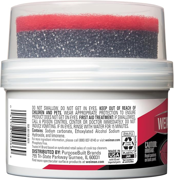 Weiman Cooktop Cleaner Paste, Easily Remove Burned-On Food, Grease and Watermarks, Leaving Your Glass Cook Top Sparkling