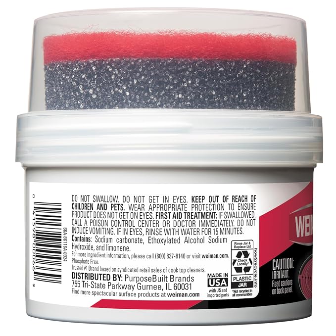 Weiman Cooktop Cleaner Paste, Easily Remove Burned-On Food, Grease and Watermarks, Leaving Your Glass Cook Top Sparkling