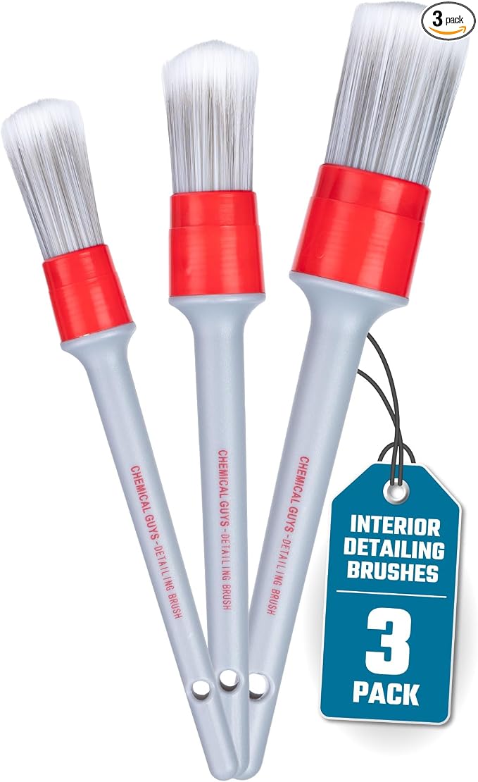 Chemical Guys, All in the Details Interior Detailing Brush Set, 3-Piece | Three soft, durable brushes reach vents, consoles, buttons and trim to lift dust and grime from tight spots