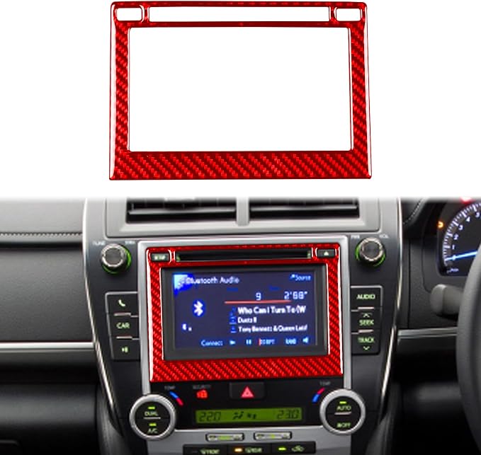 Real Carbon Fiber Trim for Toyota Camry Accessories | for 2012 2013 2014 Dashboard GPS Navigatiion Display Screen Panel Frame Interior Thick Overlay Decal