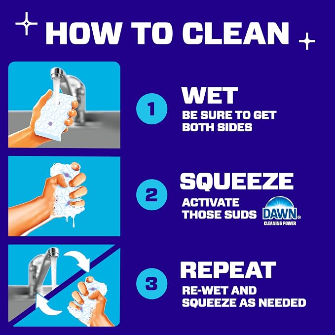 Mr. Clean Magic Eraser Sponge, Bathroom, Shower & Tub Cleaner, Soap Scum Remover, Bathroom Cleaning Supplies, Dawn Cleaning Power with Febreze Lavender Scent, 2 in 1 Bath, 7ct (Pack of 4)