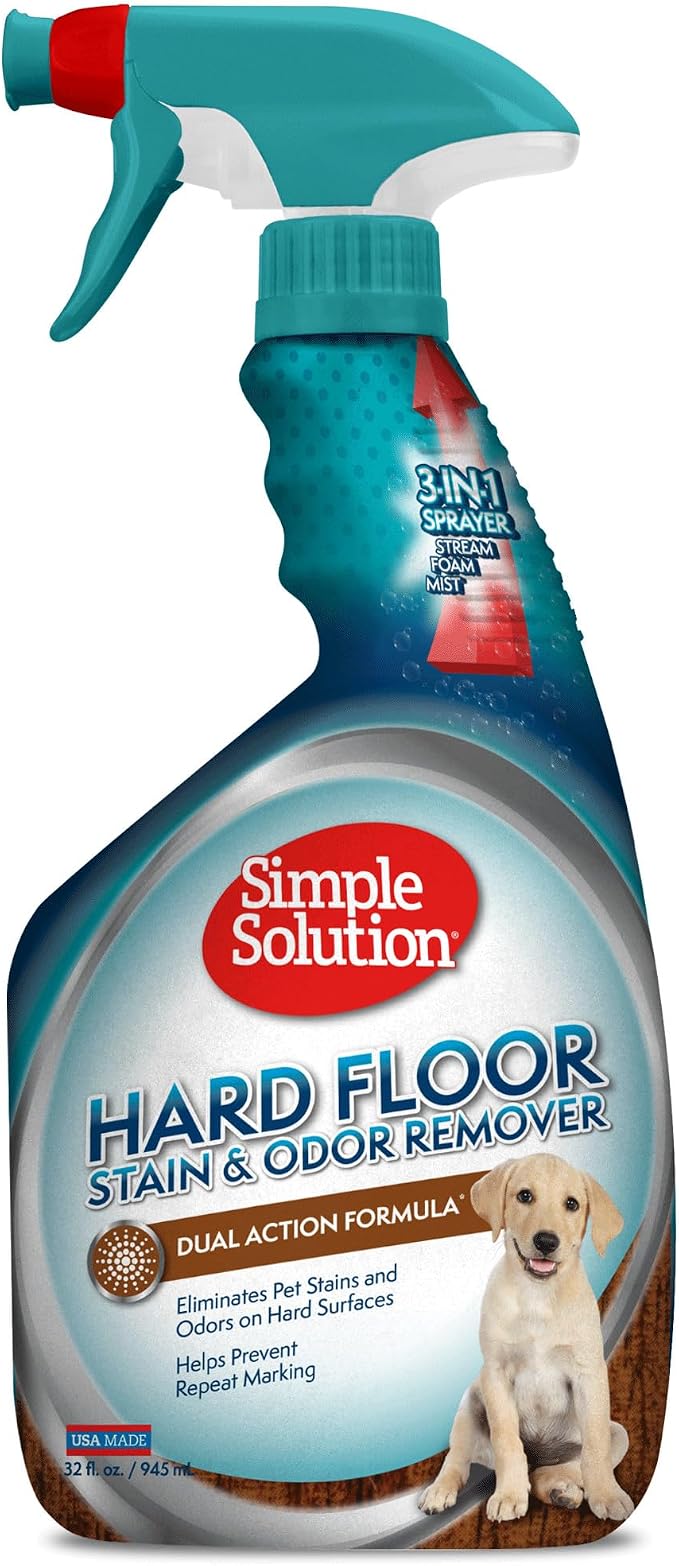 Simple Solution Hard Floor Dog Stain & Odor Remover, Enzyme Cleaner, 32oz | Dog Urine Enzyme Cleaner, Pet Floor Cleaner, Pet Cleaner Spray, Hardwood Floors, Dog Stain & Odor Remover, Pro-Bacteria