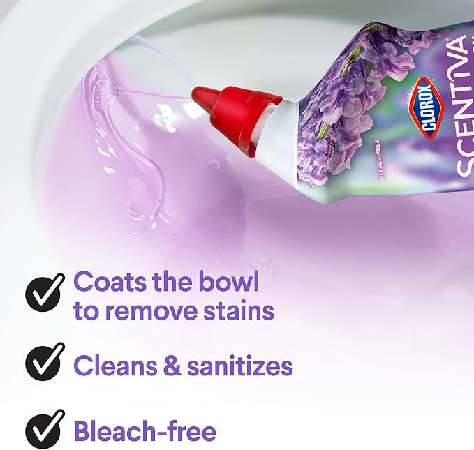 Clorox Scentiva Bathroom Toilet Cleaning Gel, Lavender and Jasmine, 24 Fluid Ounces (Pack of 2)