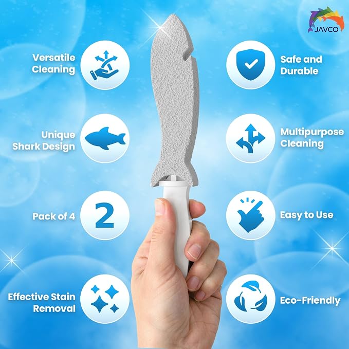 JAVCO Pumice Stone for Cleaning with Handle (2 Pack) – Scrubbing Stone for Porcelain, Ceramic and Tile, Pumiceshark for Toilet Cleaning (2, small pack)