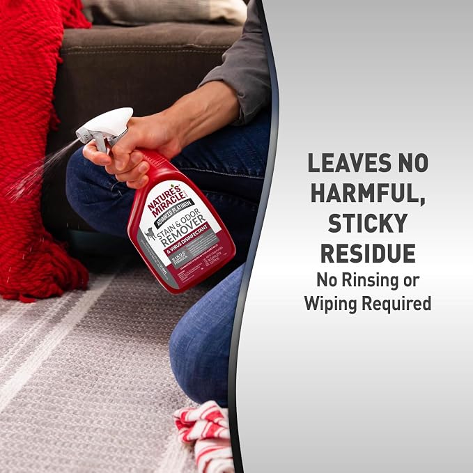 Nature’s Miracle Advanced Platinum Stain and Odor Remover and Virus Disinfectant, 32 Ounces, Disinfects and Cleans
