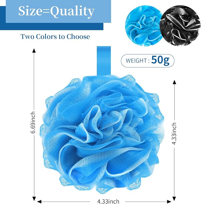 FARMOGA Bath Loofah Sponge Back Scrubber Shower Sponge Soft Mesh Exfoliator Pouf Shower Ball Bath Sponges for Women and Men Bath Accessories