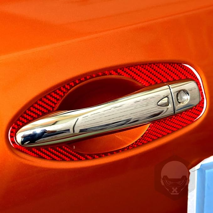 Red Real Carbon Fiber Trim for Nissan Rogue Accessories | for 2014-2020 / Rogue Sport 2017-2022 Door Pull Handle Sticker Exterior Thick Overlay Decal