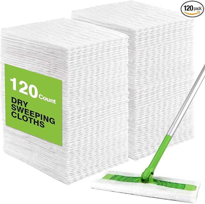 HOMEXCEL Dry Sweeping Cloths Pads Compatible with Swiffer Sweeper, Disposable Duster Refills Mop Pads for Floor Mopping and Cleaning, 120 Count-8 " x 10.4 " Pads Refills-Not Include The Mop