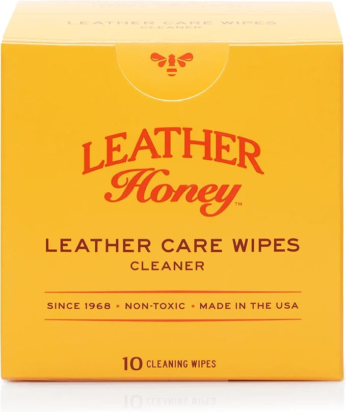 Leather Honey Cleaner Wipes – Clean Leather On-The-Go, 10 Wipes | Non-toxic, trusted since 1968 & made in the USA. Deep clean on the go. Any color leather – couches, car seats, shoes & bags.