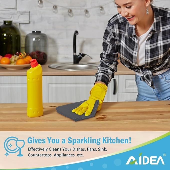 AIDEA Microfiber Cleaning Cloth Grey 100PK, Microfiber Towels for Cars, Premium Car Cloths, Dusting Cloth Lint Free Cleaning Rags for SUVs, House, Kitchen, Window, Workshops,11.5"×11.5"