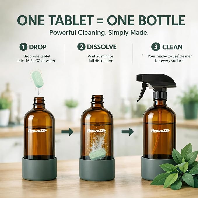 flowcheer Multi Surface Cleaner Refills -12 Pack All Purpose Cleaning Refill Tablet-Makes 192 fl oz Bottles of Spray Cleaner for Household&Kitchen Cleaning (Eucalyptus)