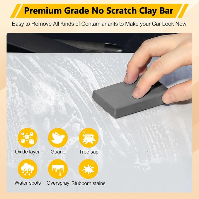 Fitosy Car Clay Bar 4 Pack 400g, Premium Grade No Scratch Deatil Clean | Magic Clays Bars Detailing Cleaner Kit Glass Deatil Cleaning with Washing and Adsorption Capacity for Auto SUV,RV,Truck