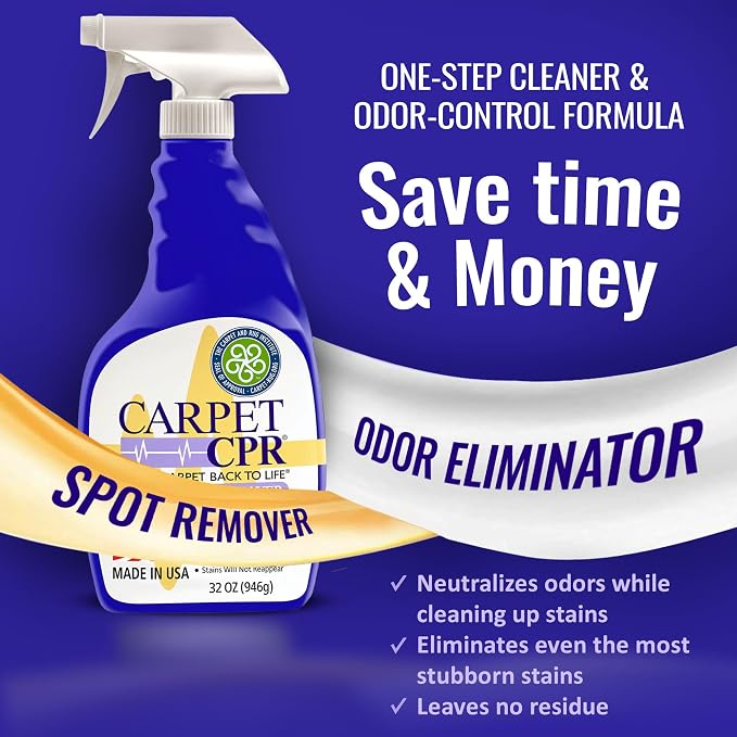 Carpet CPR Spot & Stain Remover (32 oz.) - Eliminates Stains & Odors On Carpet, Rugs, & Car Mats In Seconds, Removes Toughest Carpet Spots Permanently