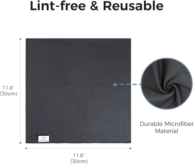 loukin 2 Pack Whiteboard Cleaning Cloth, Dry Erase Cleaning Cloth for Classroom, Home and Office Use, Reusable and Washable, Grey, 12" x 12"