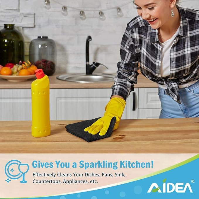 AIDEA Microfiber Cleaning Cloth Black 20PK, Microfiber Towels for Cars, Premium Car Cloths, Dusting Cloth Lint Free Cleaning Rags for SUVs, House, Kitchen, Window, Workshops,11.5"×11.5"