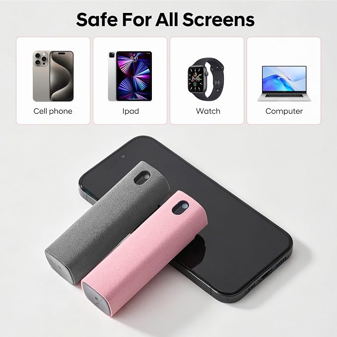YTT Touchscreen Screen Cleaner Spray, for Phones iPad Car (Grey) | Two-in-One Spray & Microfiber Cloth, Streak-Free Finish, Ideal for Phone, Laptop, MacBook & Car Touchscreens