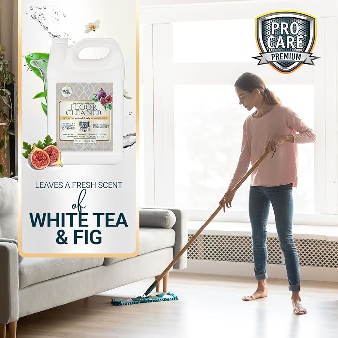 ProCare White Tea & Fig Floor Cleaner (Made in USA) | Vinyl, Wood,Tile, Stone & Laminate Floor Cleaner For Mopping, Household Supplies,Cleaning Solution For Kitchen & Bathroom-1 Gal (128 Fl Oz)