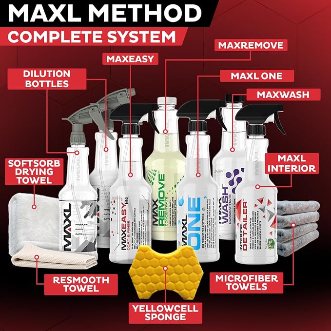 MAXL® Method Complete System 10 Premium Auto Detailing Solution Bundle | All-in-One Car Detailing Kit for Deep Clean, Paint Protection, Instant Gloss, Spot-Free Drying, Easy Rinse-Off Application