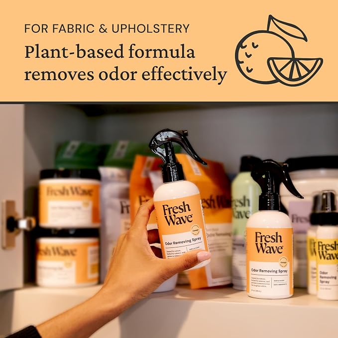Fresh Wave Orange Room and Fabric Air Freshener Spray, 8 oz | Plant-based formula, Pet-safe and people-safe, Fabric and room deodorizer , For upholstery, carpets, shoes, and pet bedding