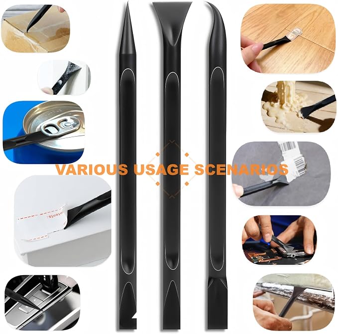 DEKEones Razor Blade Scraper Tool Set, 9 Pack Razor Scraper with 30 Plastic & 30 Metal Blades, Non Scratch Plastic Scrapers Tool for Stickers Label Grout Removal