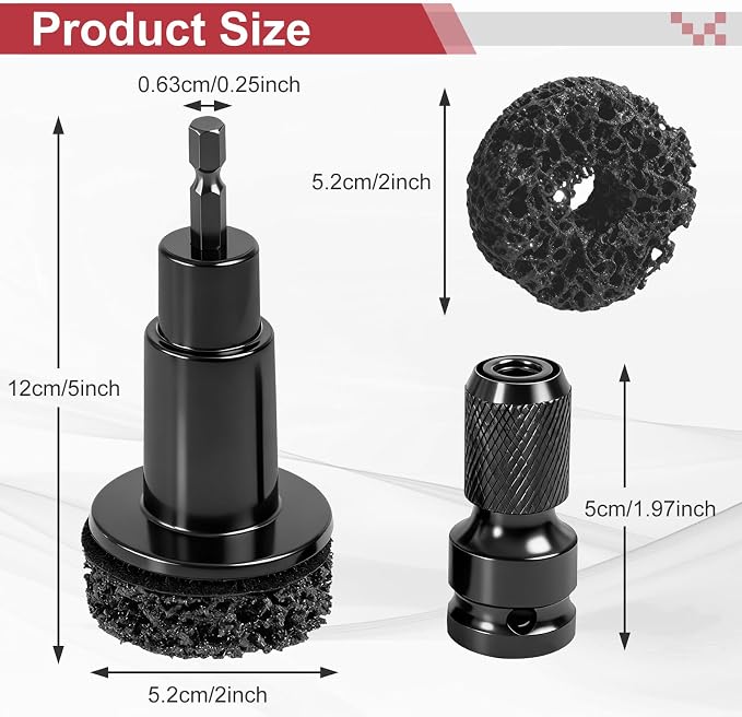 Wheel Hub Resurfacing Kit Wheel Stud and Hub Cleaner for Quick Rust Removal on Lug Studs and Brake Rotors,Includes 7 Cleaning Pads and,Fits 1/2” Wrenches or Electric Drills,Maintenance Tool for Cars
