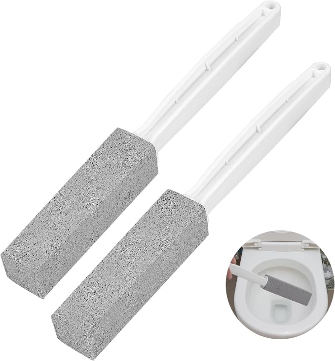 Herda 2 Packs Toilet Pumice Stone with Long Handle, Pumice Stick Removes Hard Water Ring, Calcium Deposits, Rust Buildup, pumice stone for Cleaning Stove, Bathtub, Grill, Swimming Pool, Sink
