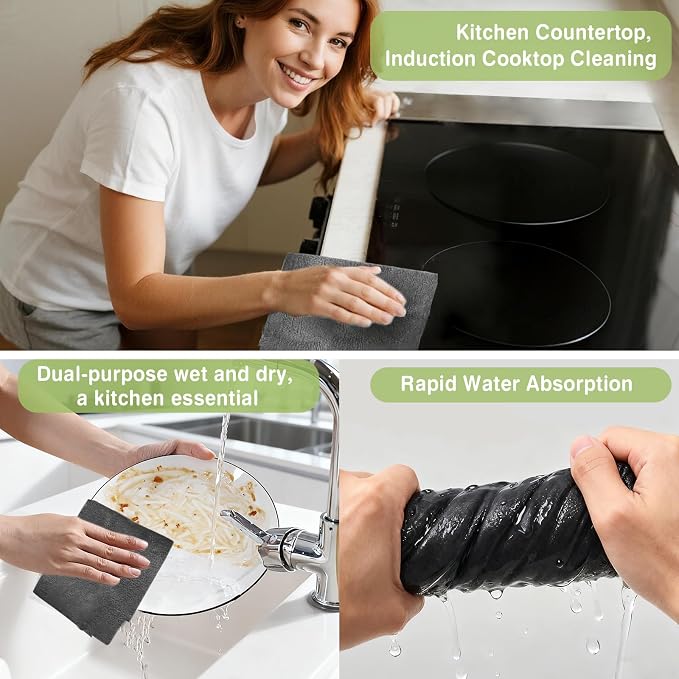 Thickened Magic Cleaning Cloth, Reusable Magic Cleaning Cloths for Glass, Streak Free Microfiber Magic Cleaning Cloth Reusable Rags for Kitchen, Windows, Mirrors, Cars (10)