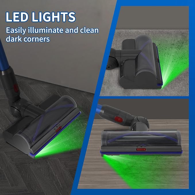 Vacuum Head Replacement Compatible with Dyson V8 V10 V15 Vacuum Cleaner | Upgrade Anti-Tangle Replacement Cleaner Head with Adjustable Suction Green Light Suitable for Hardwood Floor