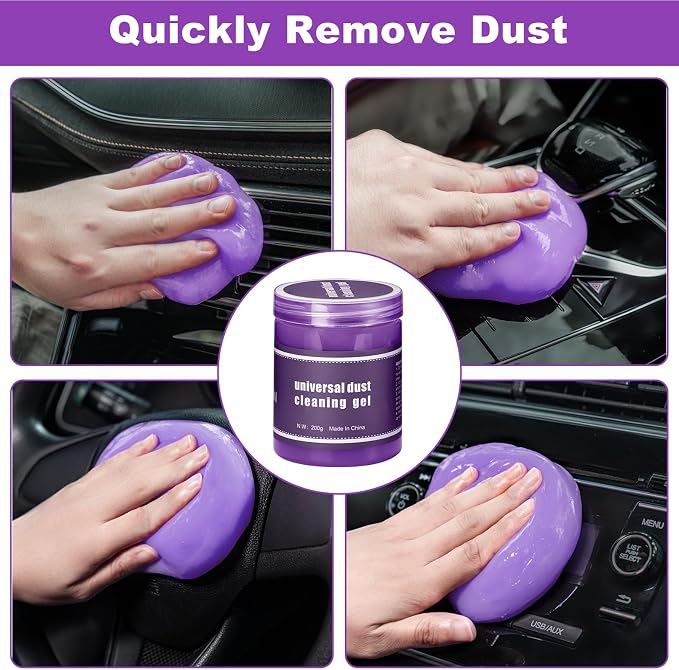 Windshield Cleaner Tool, 17Pcs Purple Car Interior Cleaning Kit, Detailing Kit Cleaner, Detailing Brush, Cleaning Gel, Inside Cleaning Supplies Accessories for Trucks, SUVs, RVs Window