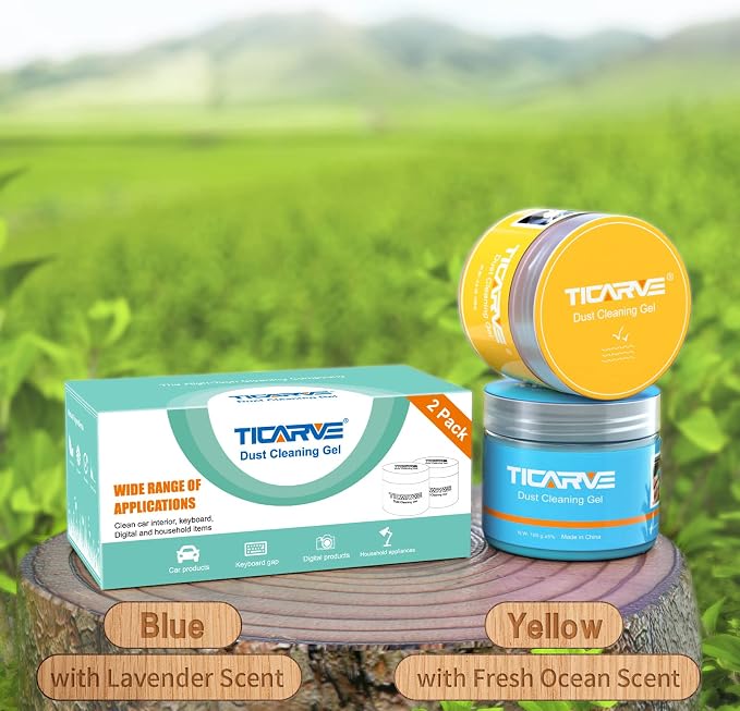 TICARVE 2Pack Cleaning Gel for Car Putty Car Cleaning Auto Gel Detail Tools Car Interior Cleaner Universal Dust Removal Gel Car Vent Cleaner Keyboard Cleaner Blue Yellow (320g/11.2oz) | Detail Tool Car Interior Cleaner Detail Kit Gel Universal Keyboard...