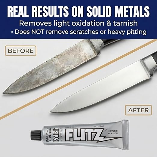Flitz Metal Polish Paste - 1 Gal of USA-Made Polish for Solid Chrome, Stainless Steel, Aluminum - Non-Abrasive for Light Oxidation - Requires Manual Buffing - Not for Plated/Coated Surfaces (1 Pack)