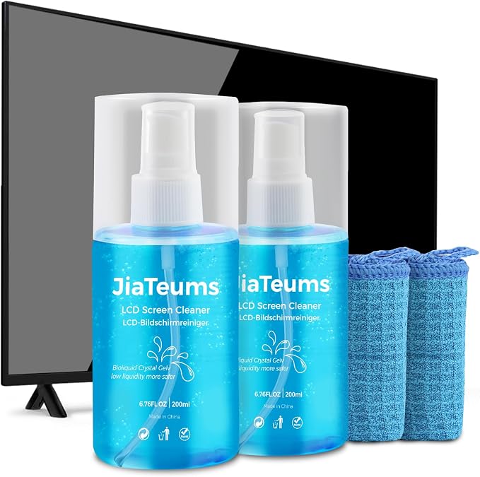 Car Screen Cleaner,TV Screen Cleaner with Wipe Cloth(200ml*2) | Streak-Free,Fast-drying,Non-Drip,Widely Applicable to Eyeglasses,Displays,Phone Screens,CD Disc,LCD LED and Electronics