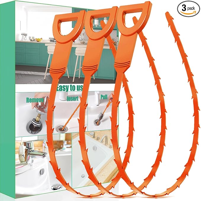 Drain Snake Hair Drain Clog Remover - 3 Pack Shower Snake Sink Unclogger Tool with Exquisite Packaging