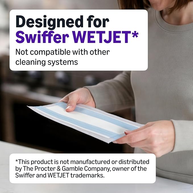 Amazon Basics Floor Mopping Dry Pads, Super Absorbent, Fits Swiffer WetJet Mopping Systems, 36 Count, Packaging May Vary